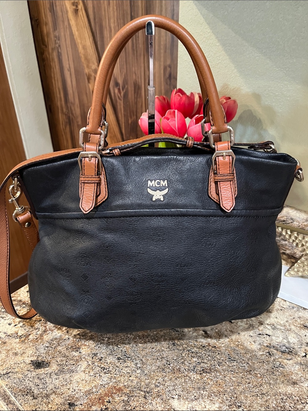 MCM EUC Vintage Embossed Vesetos Tote Bag